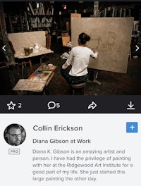 Diana Gibson painting at the Ridgewood Art Institute 